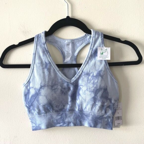 dip Other - Dip Sun Glow Active Tie Dye Sports Bra Blue Size Small V-Neck Padded